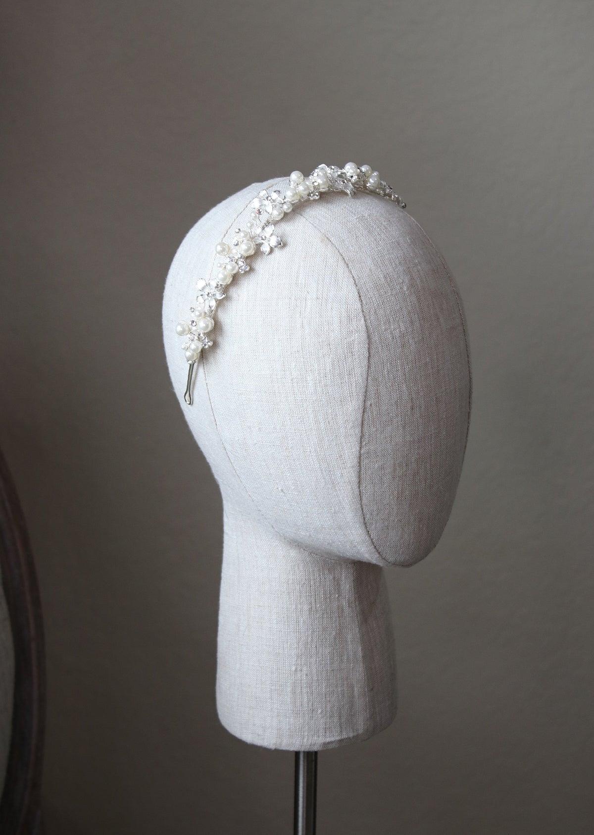 Eden Luxe Bridal Silver Rylie Headband NWT Crystal and Pearl Bridal Tiara RILEY Tiara | EDEN LUXE Bridal main image 4