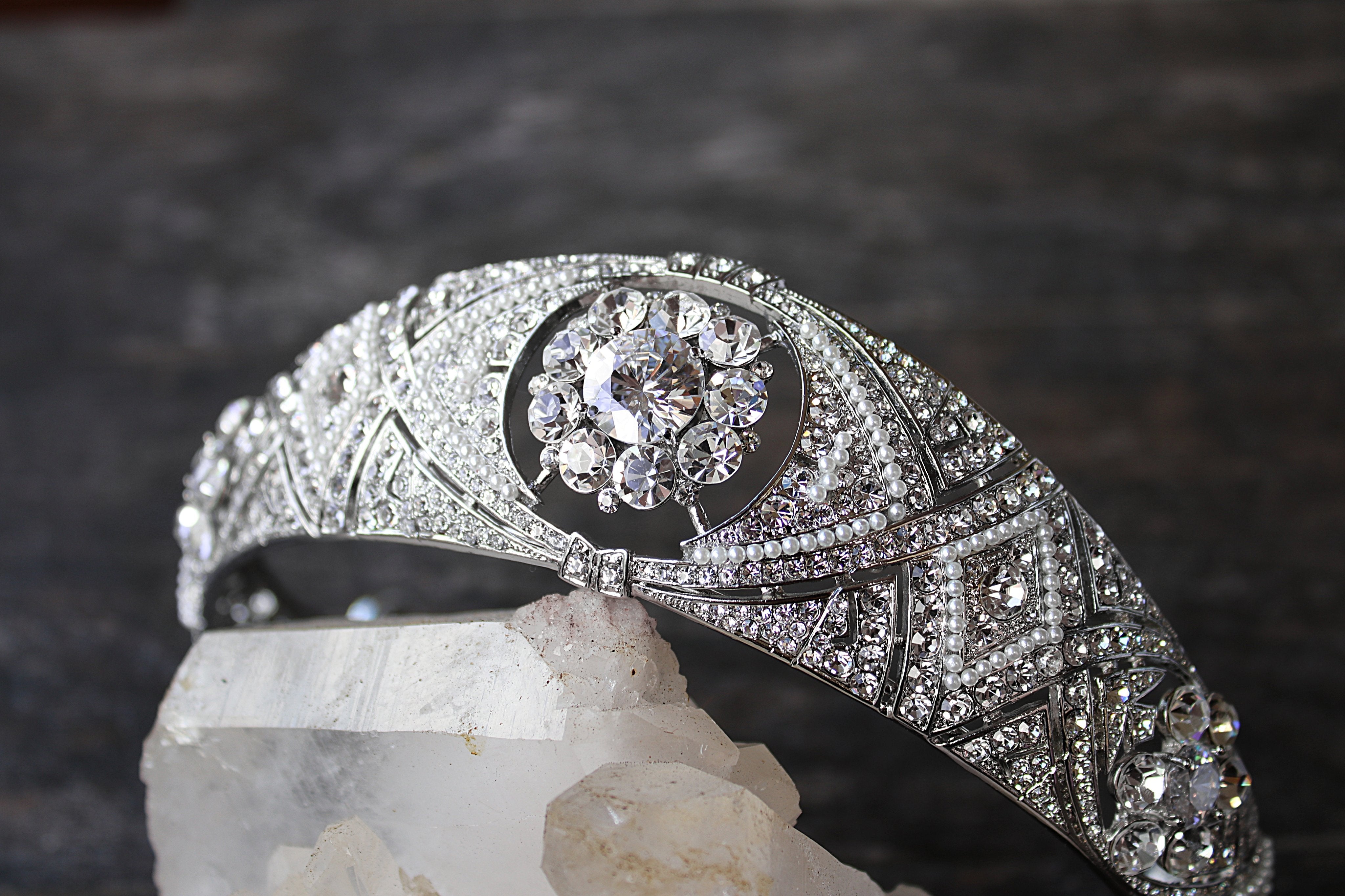 EDEN LUXE Bridal Tiaras Tiara - Faux Pearling Added MEGHAN Bridal Tiara