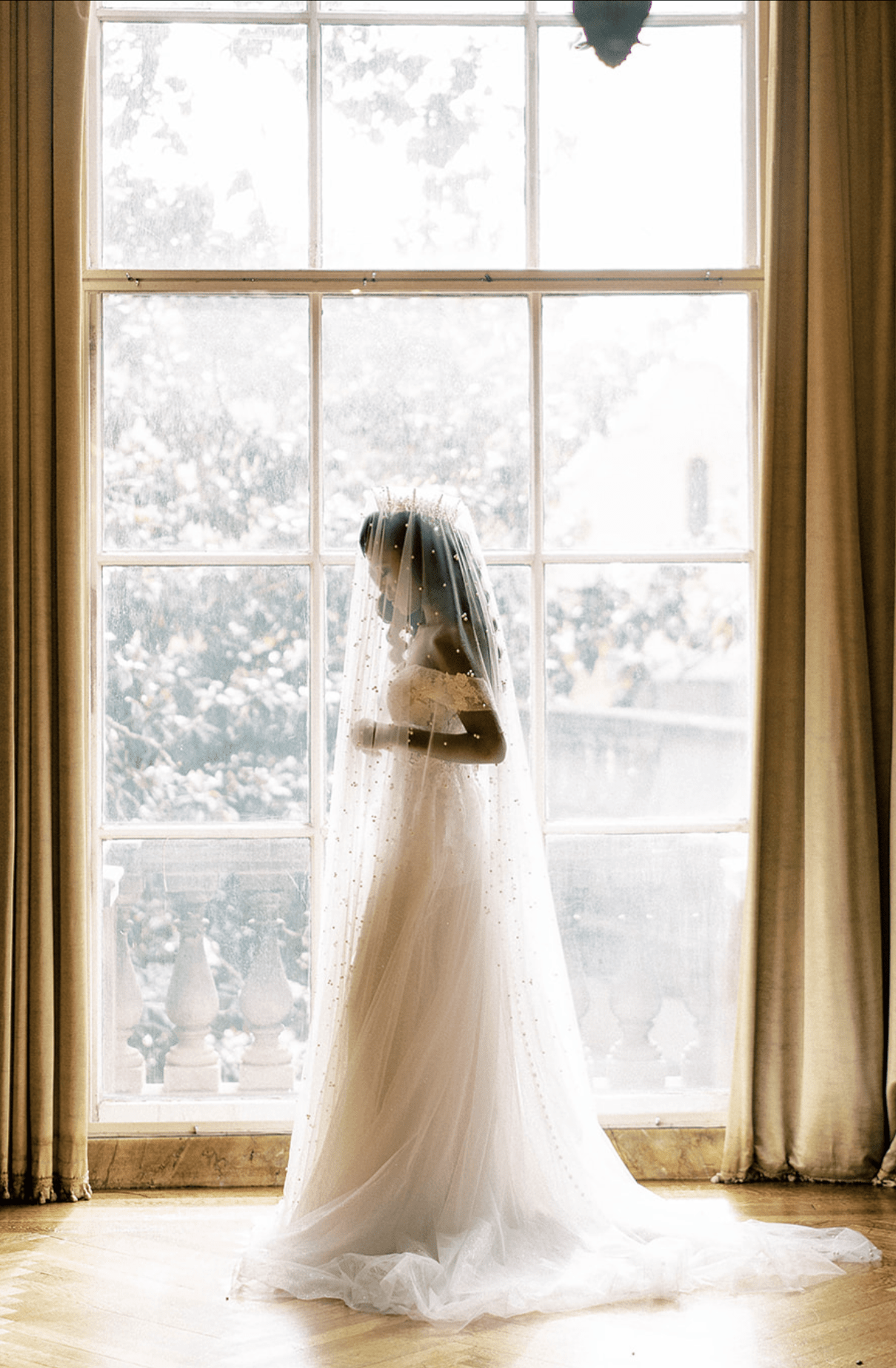 EDEN LUXE Bridal Veil EMMA Pearled Drop Ballet Length Veil