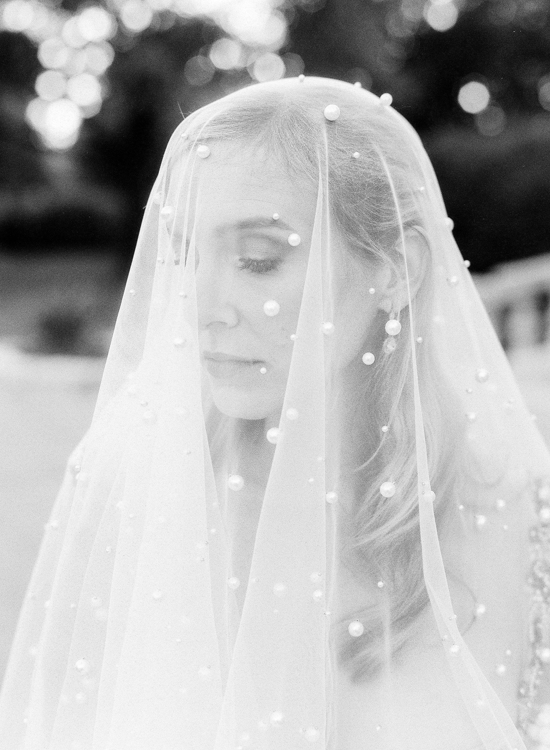 EDEN LUXE Bridal Veil EMMA Pearled Drop Ballet Length Veil
