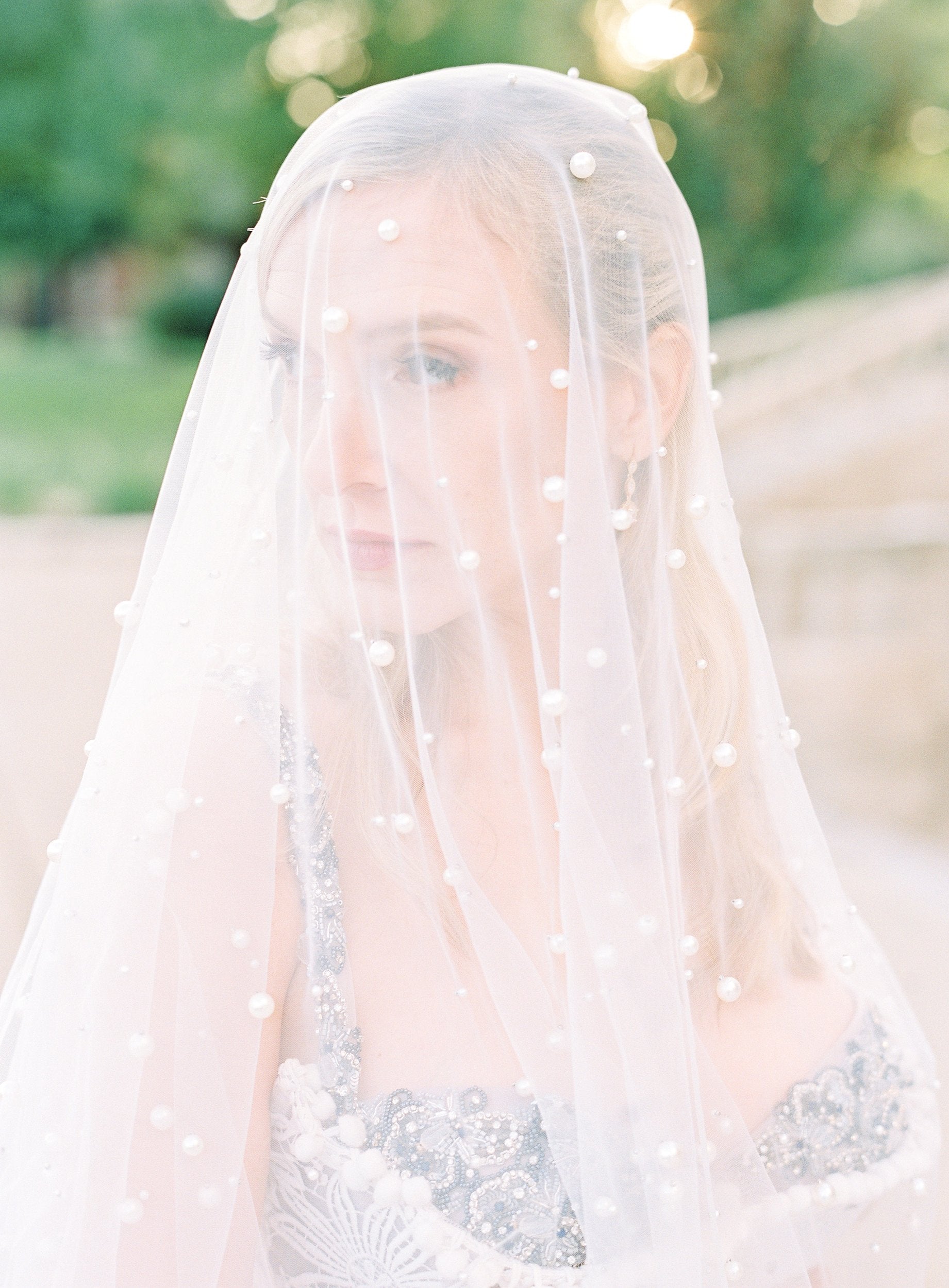 EDEN LUXE Bridal Veil EMMA Pearled Drop Cathedral Veil