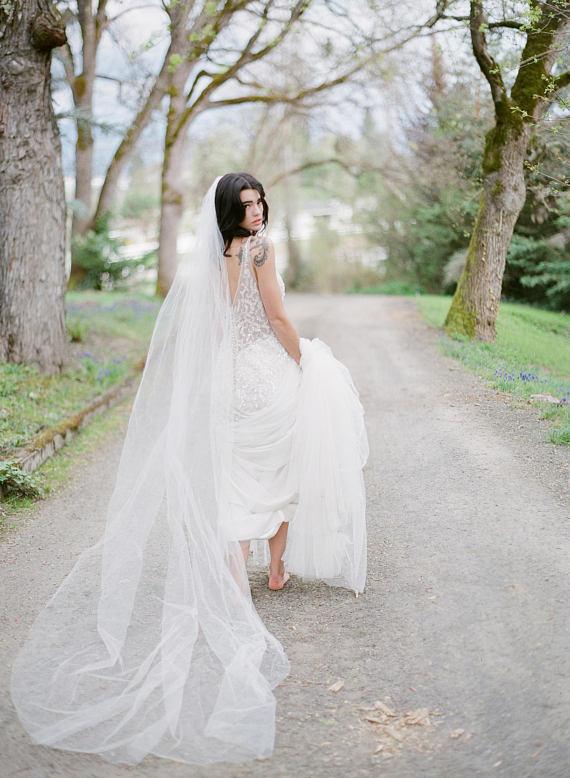 knee length dresses for ladies Pearly Long Veil main image 1