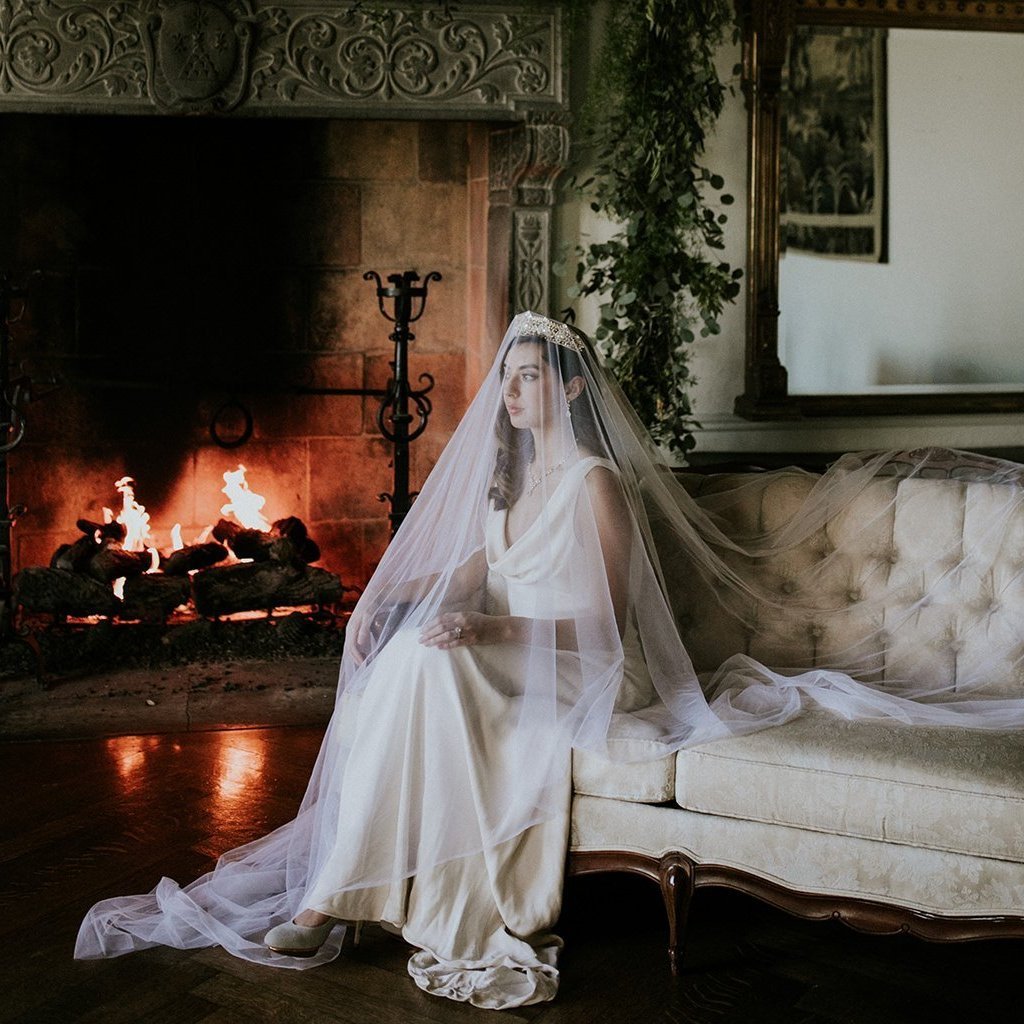 Dream Dresses by P.M.N. Cathedral Mantilla Veil (#Ari) Royal