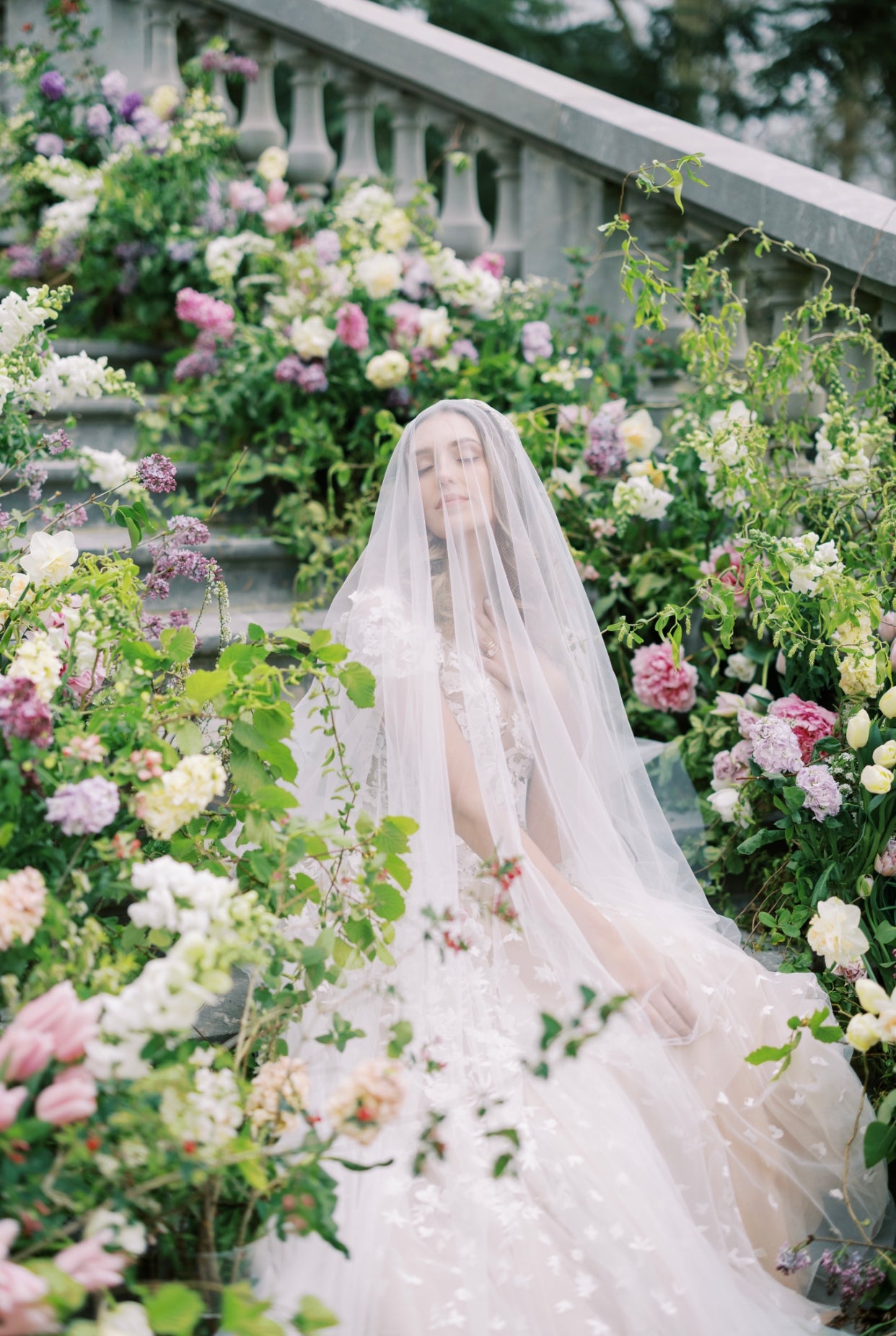 Light Blue Cathedral Veil Lace Evermore Cathedral Veil | Eden Luxe Bridal