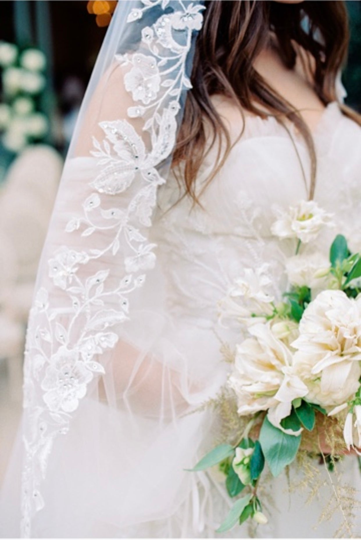 EDEN LUXE Bridal Veils ETTA Lace Edged Drop Cathedral Bridal Veil