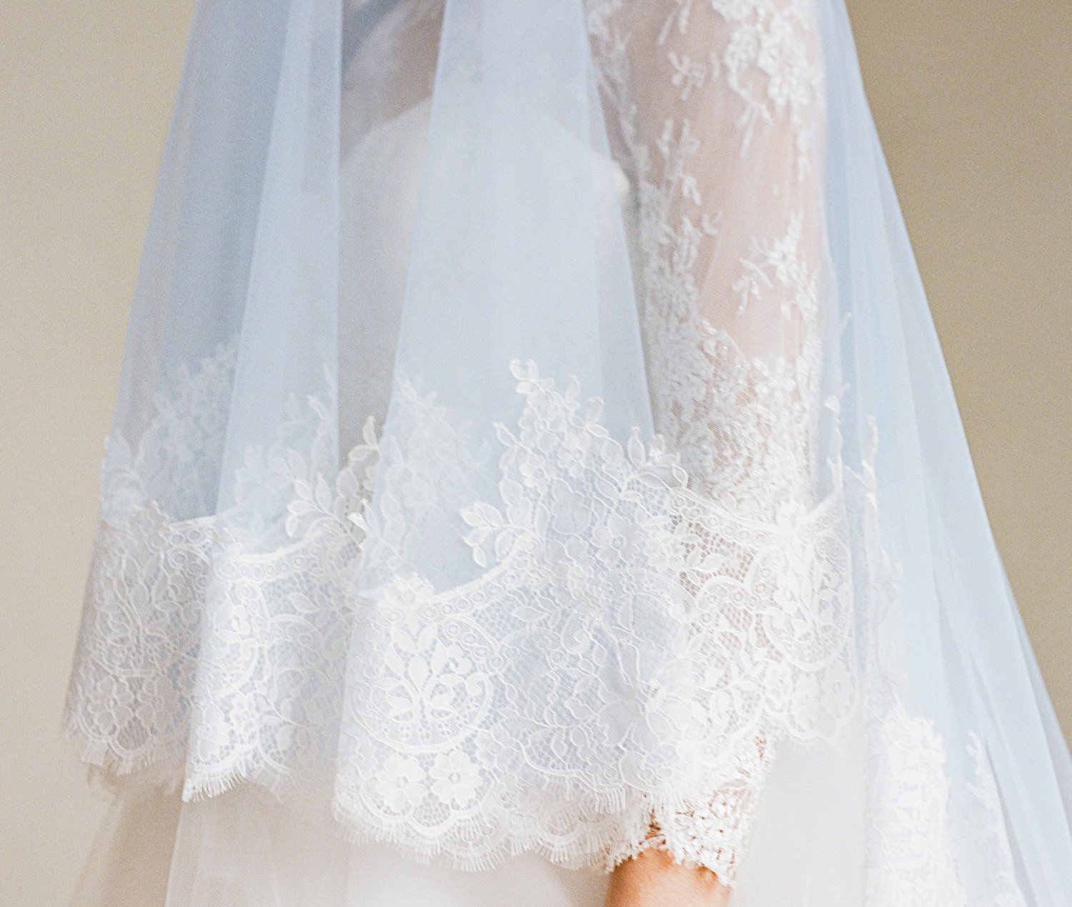 EDEN LUXE Bridal Veils EVERMORE Pale Blue Italian Tulle Cathedral Veil
