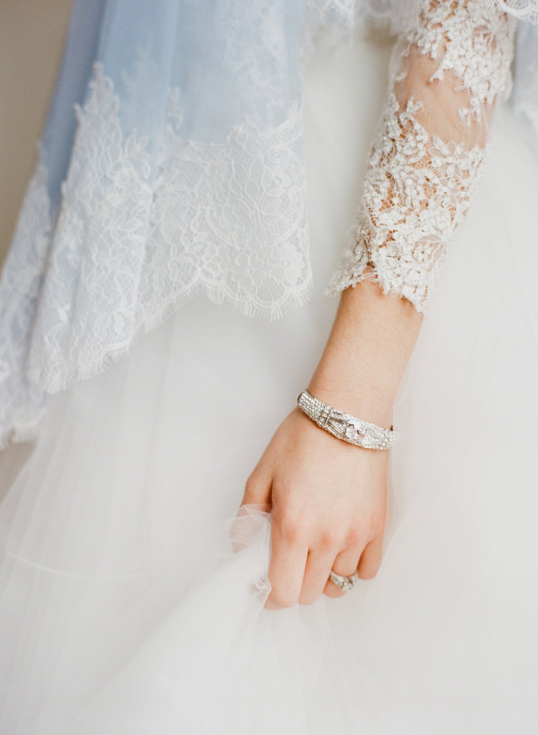 EDEN LUXE Bridal Veils EVERMORE Pale Blue Italian Tulle Cathedral Veil