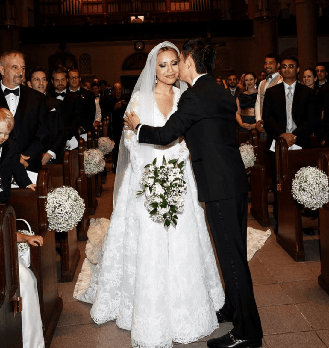 EDEN LUXE Bridal Veils Silk Tulle Chantilly Lace Drop Veil - KATE Veil