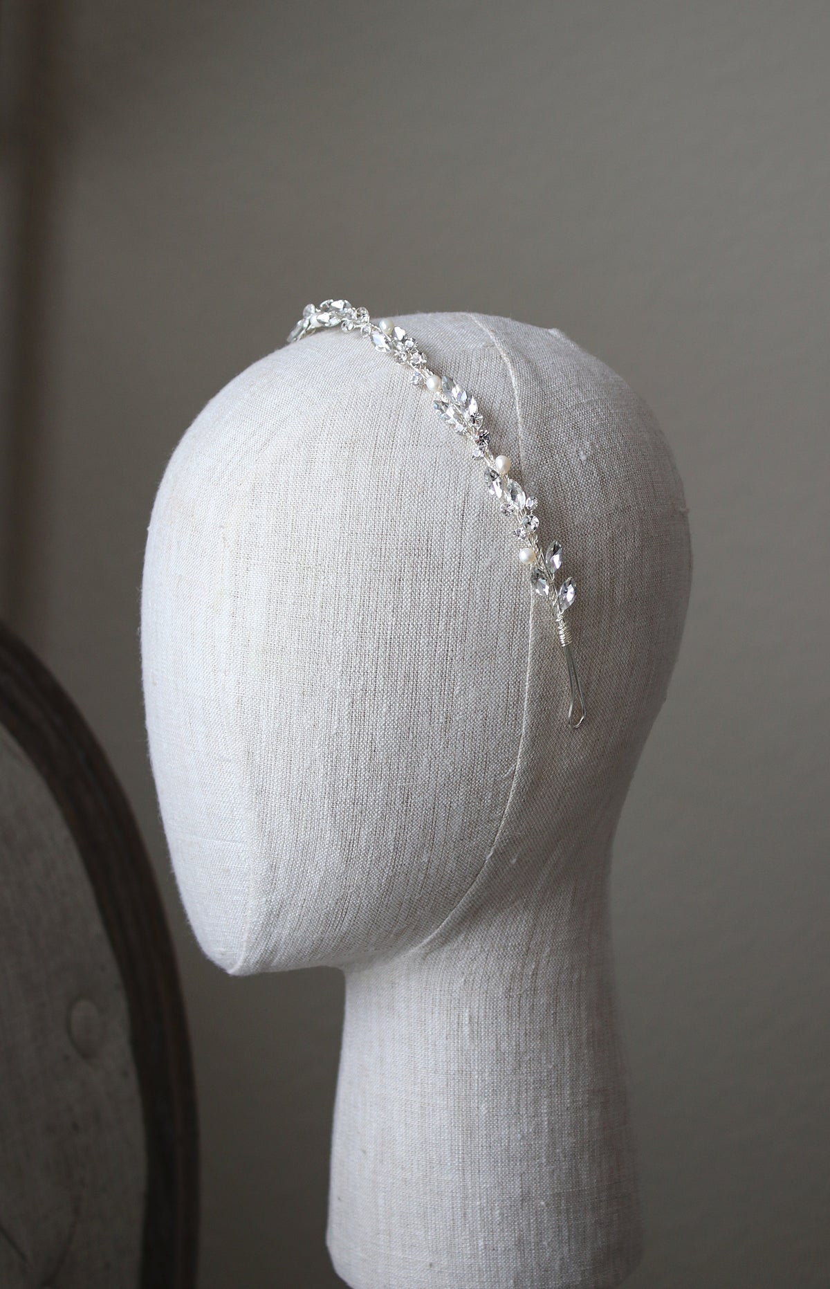 New?Free People-Elegant Pearl and Crystal Headband Amalfi Crystal Leaves and Pearl Wedding Headband main image 4