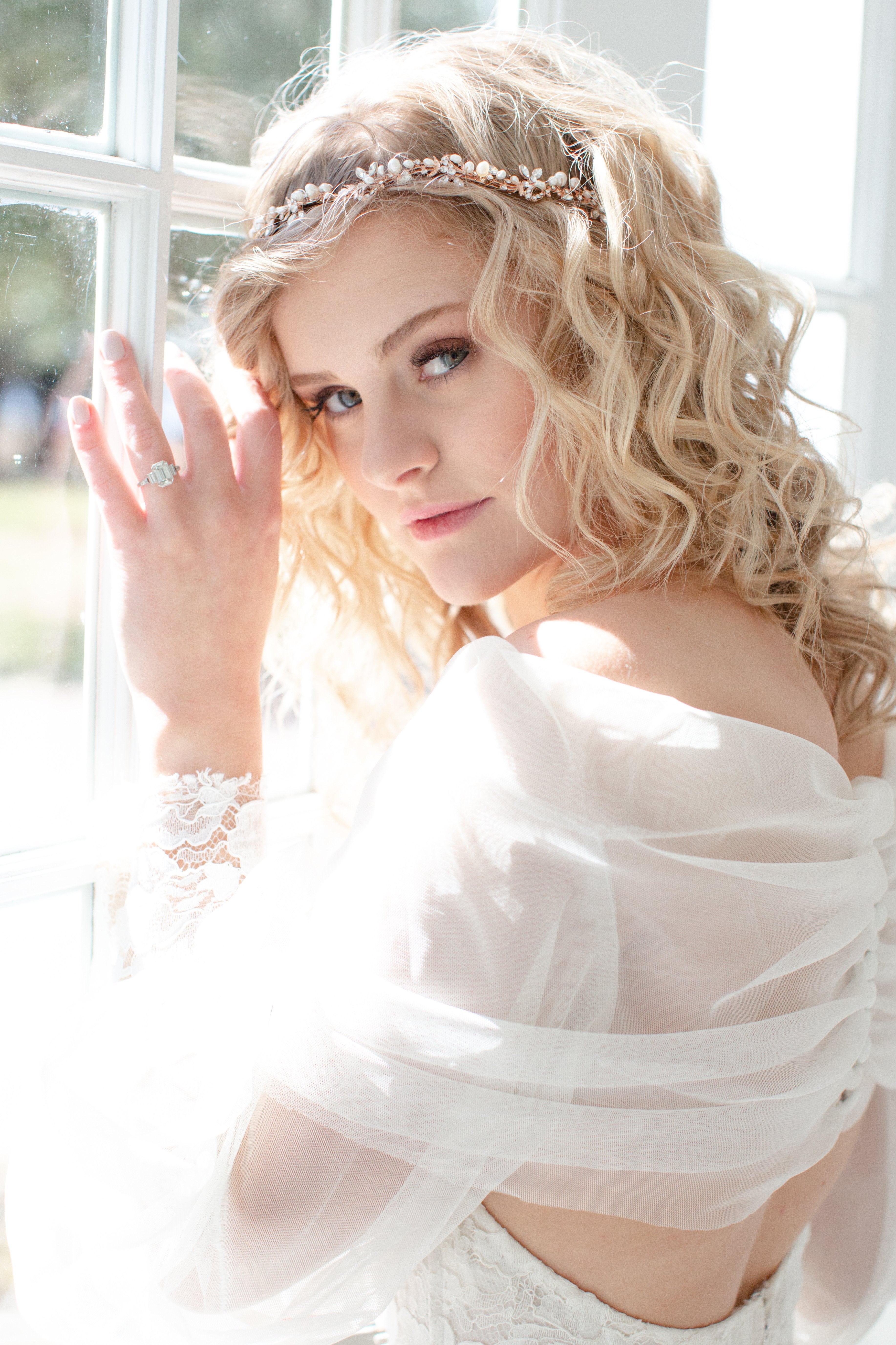 EDSLB Headpieces ABIGAIL Rose Gold and Freshwater Pearl Bridal Crystal Headband