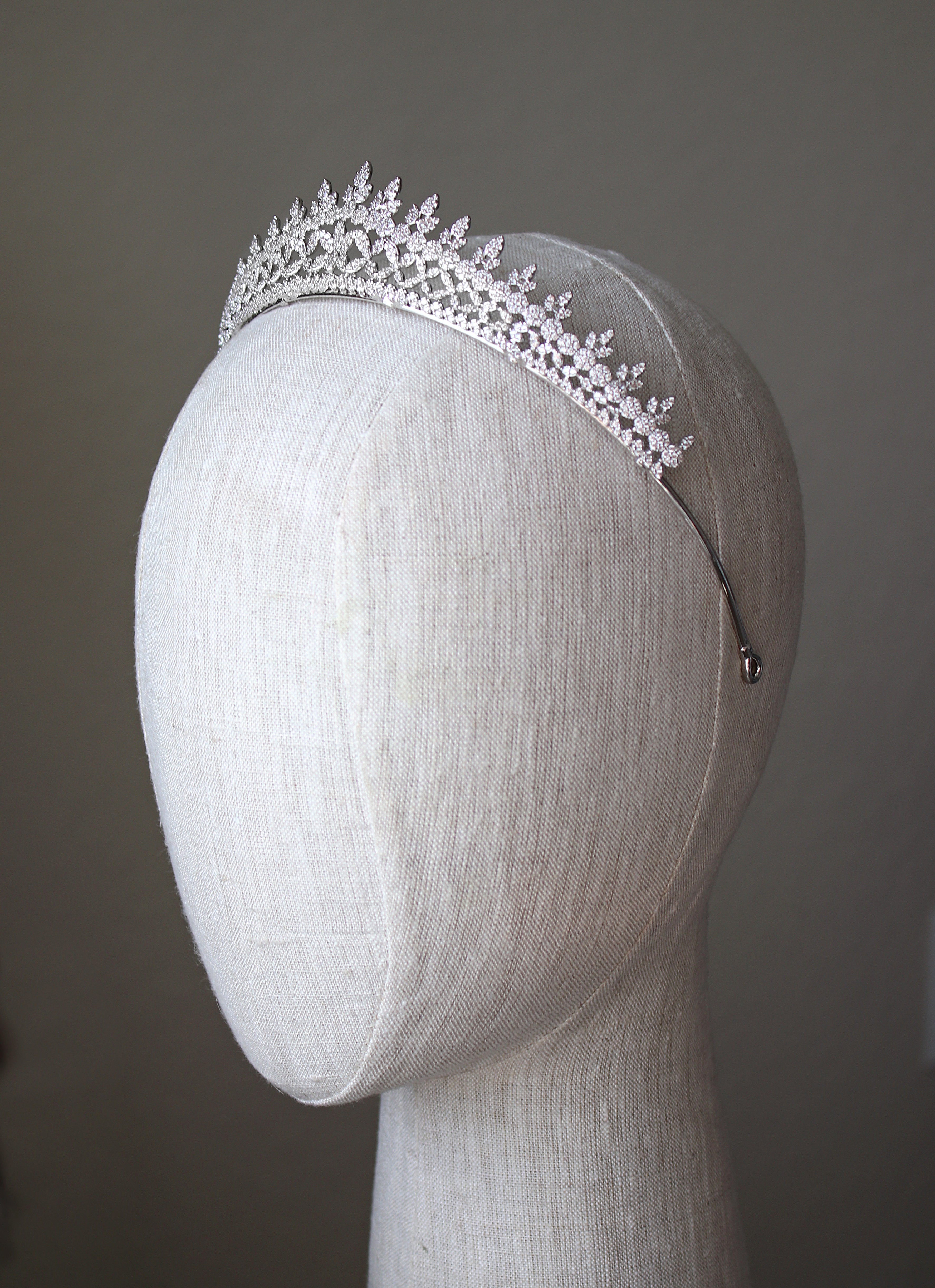 Bianca Lace Bridal Tiara Side View | EDEN LUXE Bridal