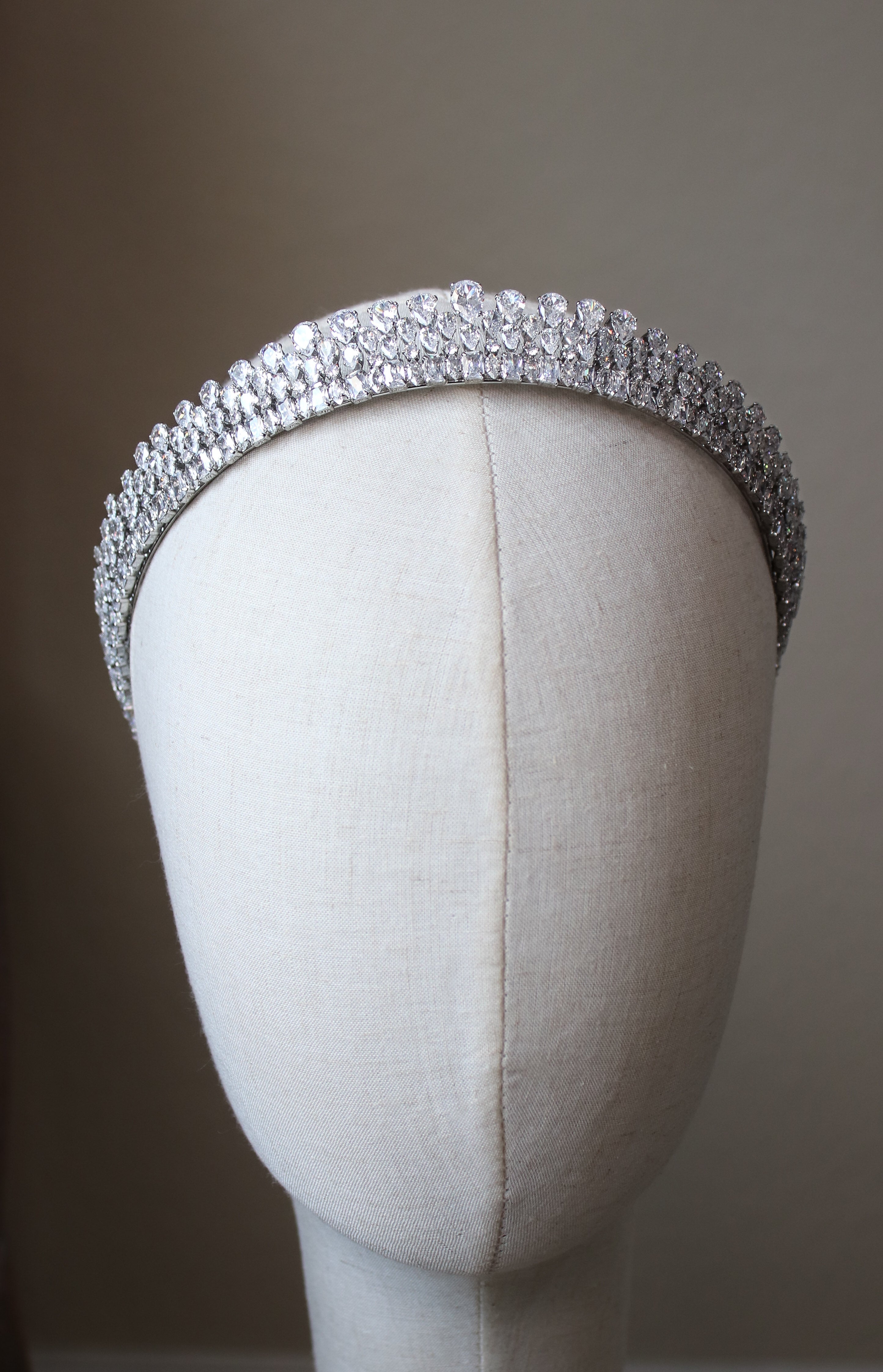 CAPDEVILLE low profile tiara.  The perfect veil partner: Capdville’s 2/3 circlet hugs the hairline for effortless, couture polish. | EDEN LUXE Bridal
