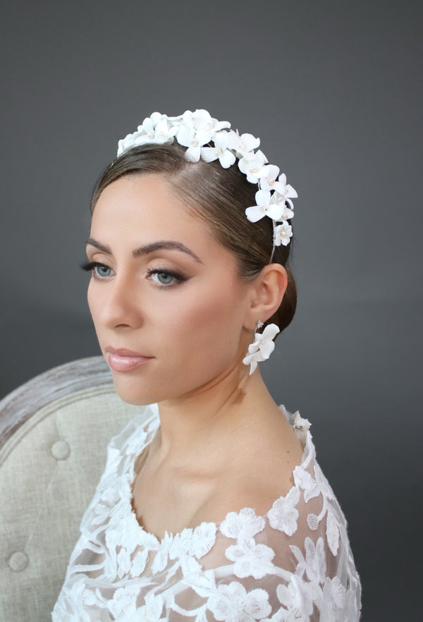  Floral Bridal Headpiece and Matching Earrings | EDEN LUXE Bridal 