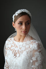 BRITTANY Beaded 3D Floral Bridal Headband Headpiece