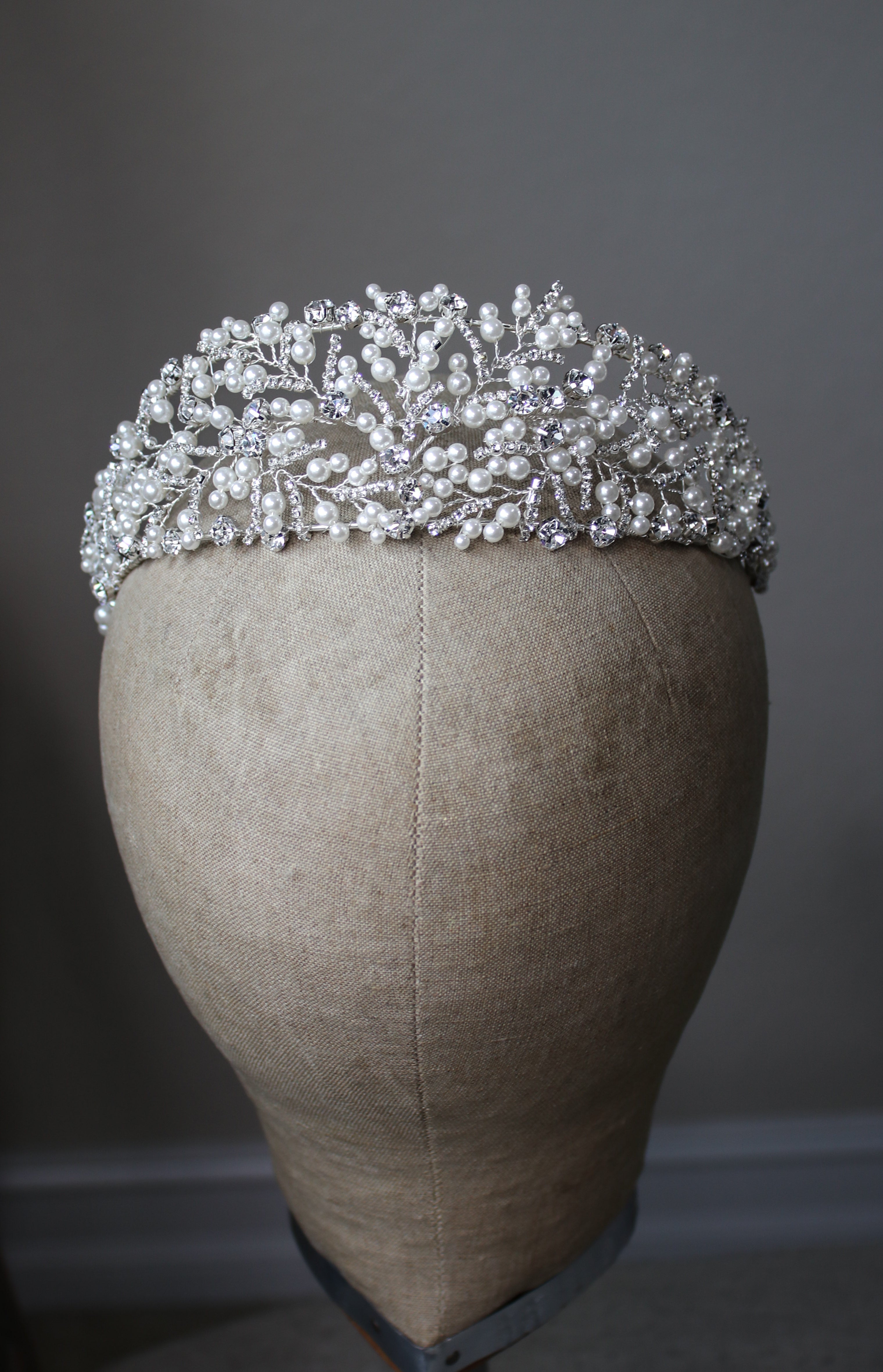 HARPER Crystal and Pearl Bridal Tiara