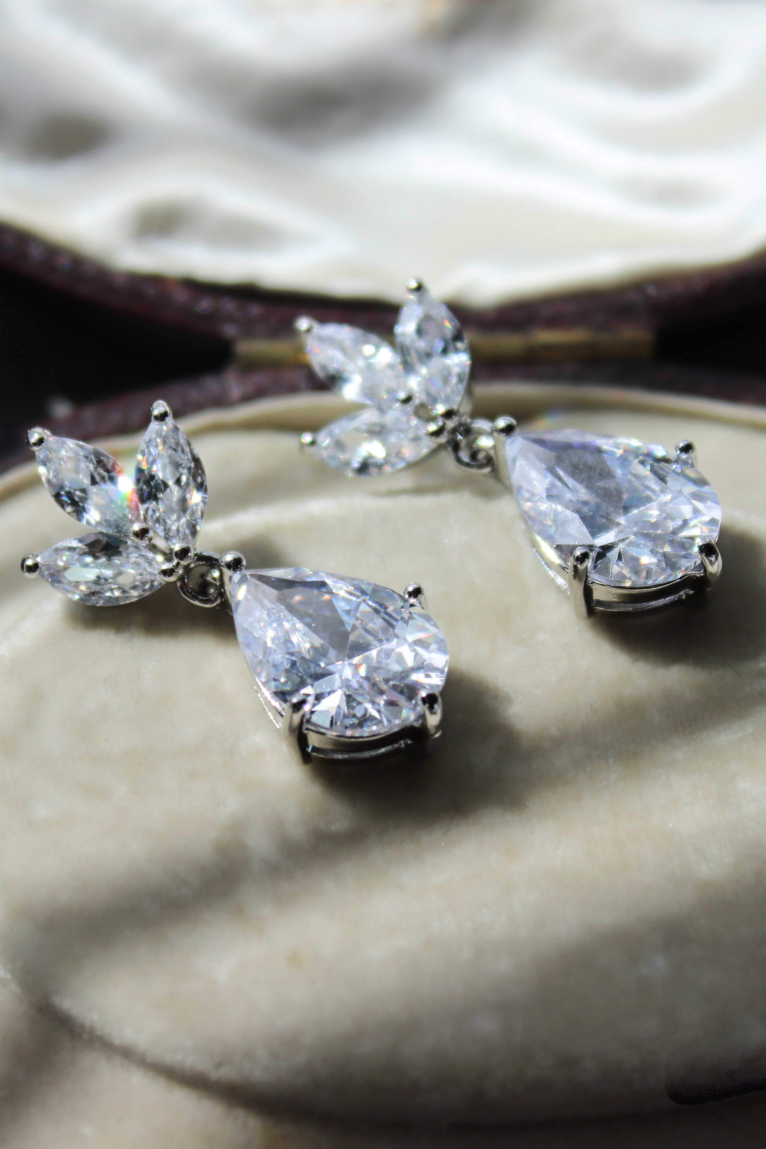 SERAPHINA Simulated Diamond Pear Drop Bridal Earrings