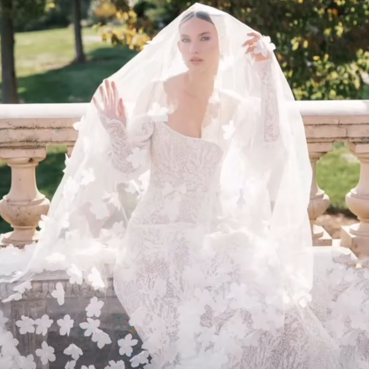 3D Floral Cathedral Veil Wedding Veil Bridal Veil | EDEN LUXE Bridal