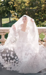 Bride wearing Floral Veil | EDEN LUXE Bridal 