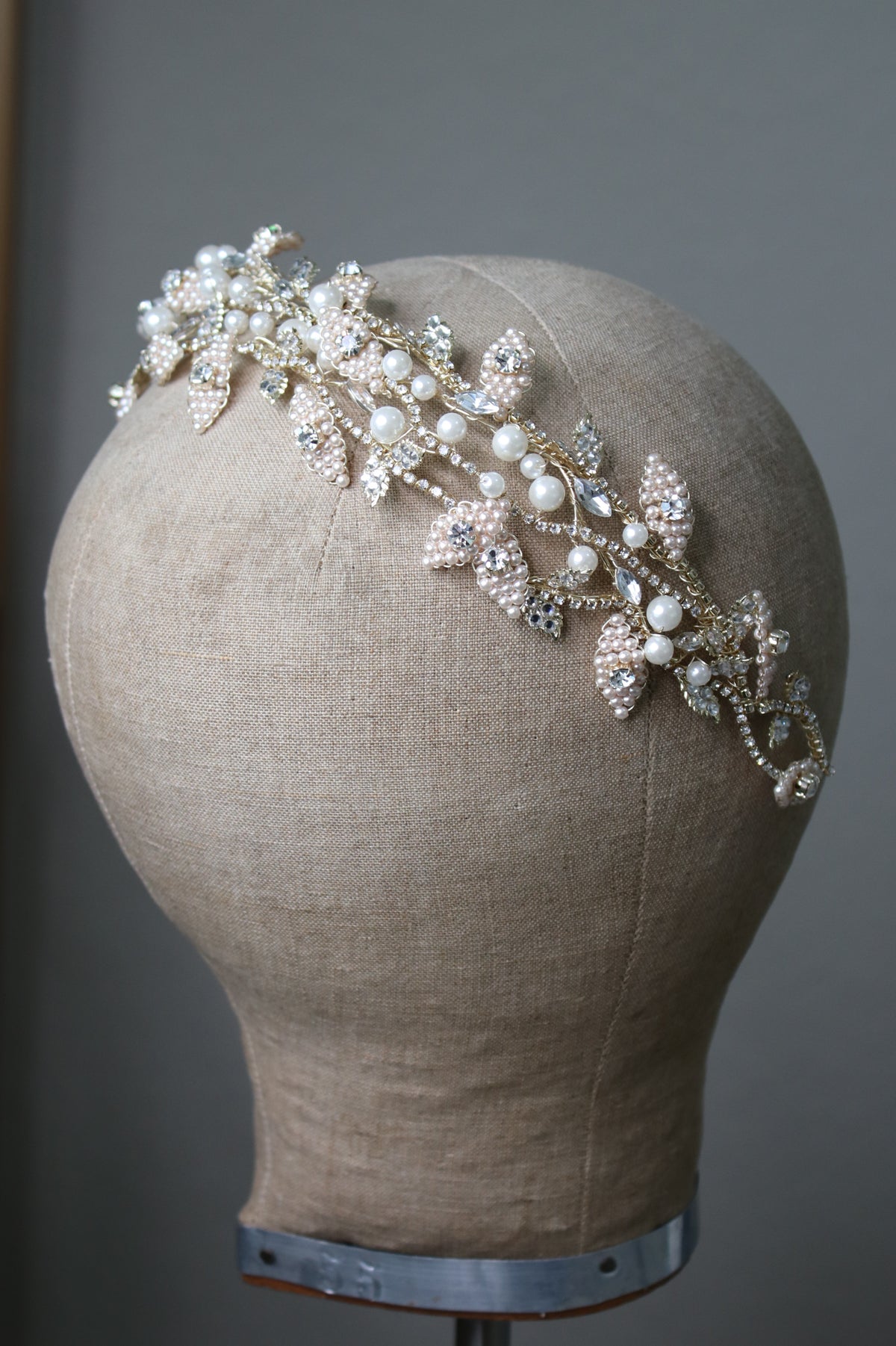 CHARLOTTE Pearl Leaf and Crystal Bridal Headband Headpiece CHARLOTTE Pearl Leaf and Crystal Bridal Headband Headpiece