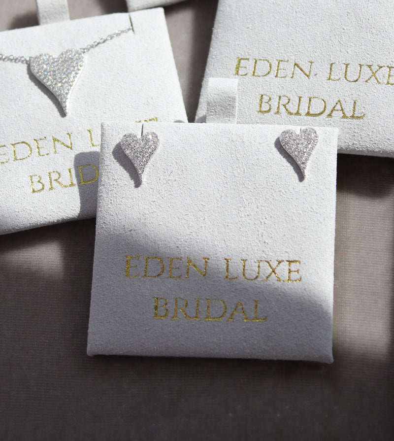Gold Pave Heart Earrings | EDEN LUXE Bridal