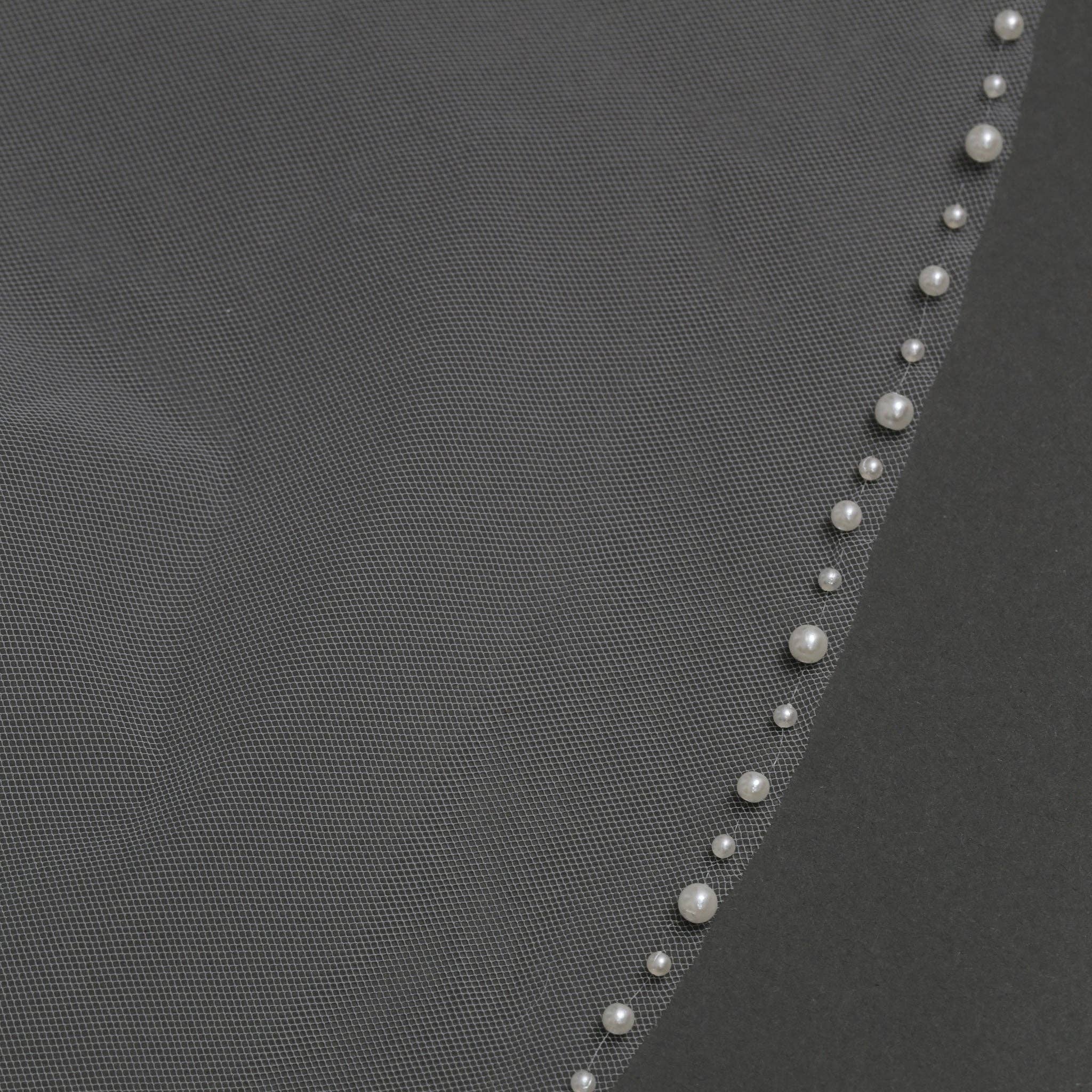 ODETTE - Cathedral Length Pearl Beaded Edged Bridal Wedding Veil 108 Inches Long