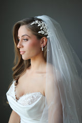 Bridal Hair Clip, wedding Veil and Earrings | EDEN LUXE Bridal