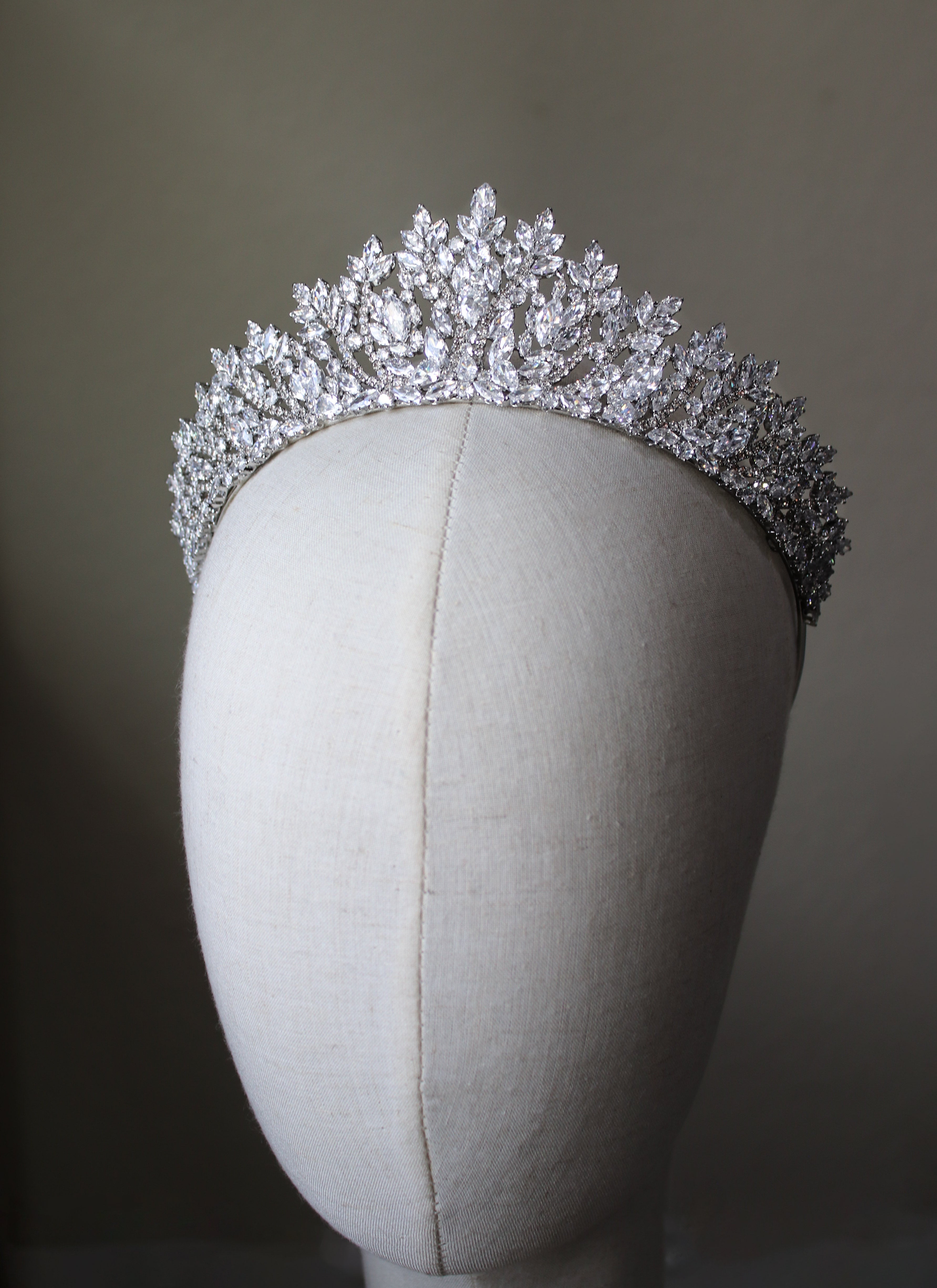 ROWAN Royal Simulated Diamond Bridal Crown – Luxe, Regal Wedding Tiara