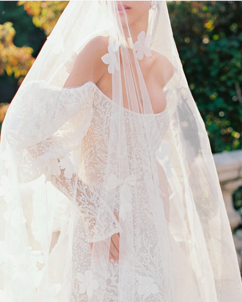 Cathedral Wedding Veil with Flowers | EDEN LUXE Bridal