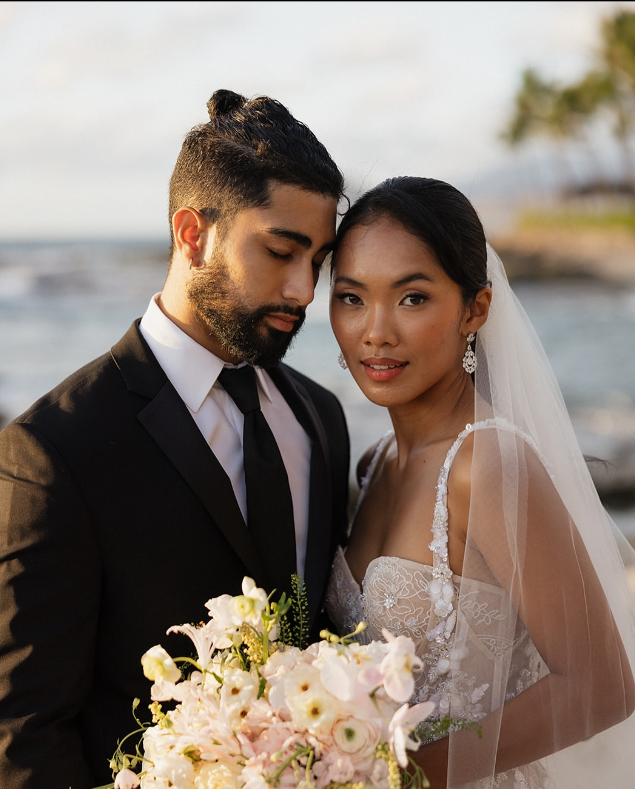 Bride wearing statement earrings | EDEN LUXE Bridal 