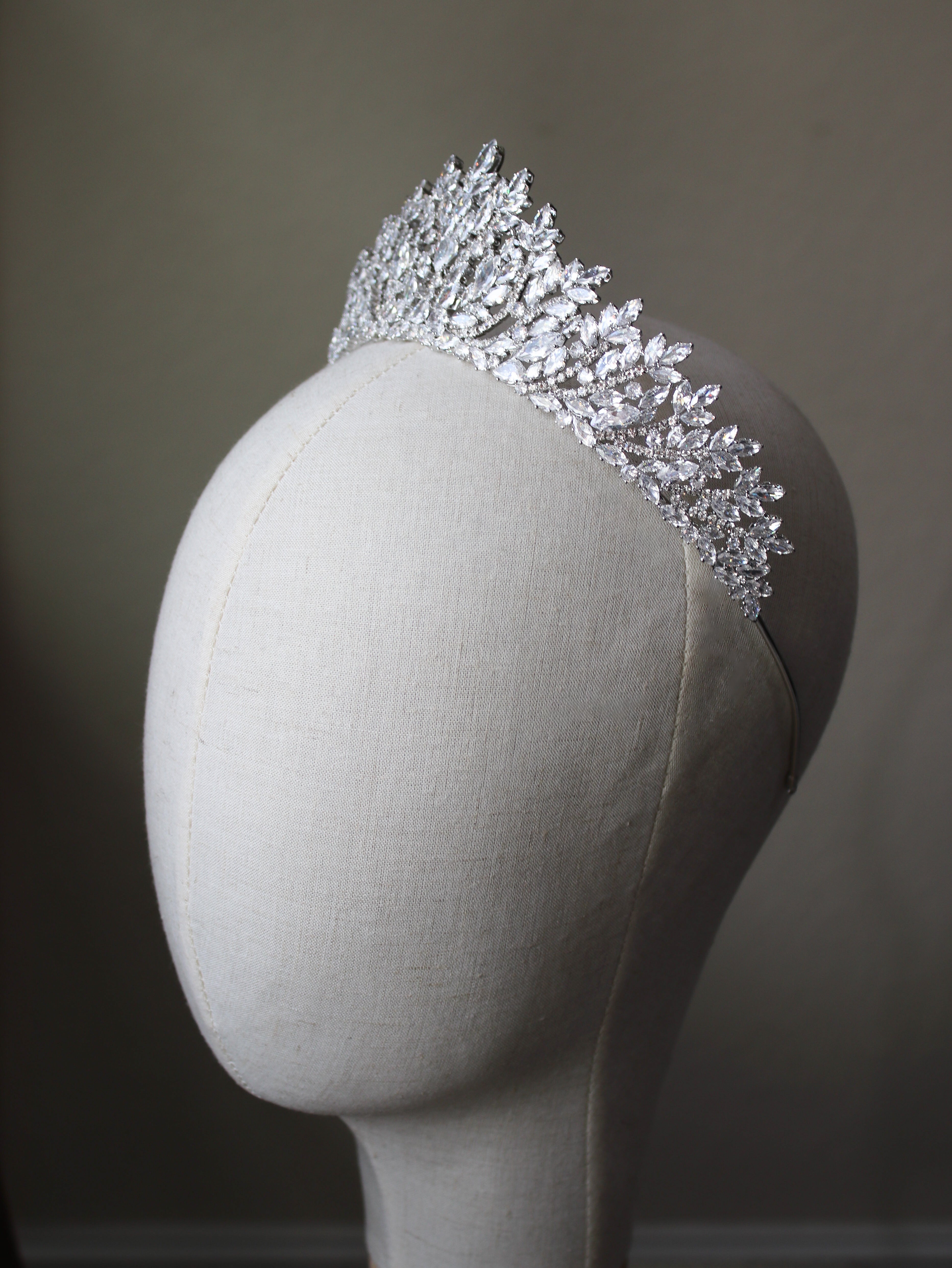 ROWAN Royal Simulated Diamond Bridal Crown – Luxe, Regal Wedding Tiara