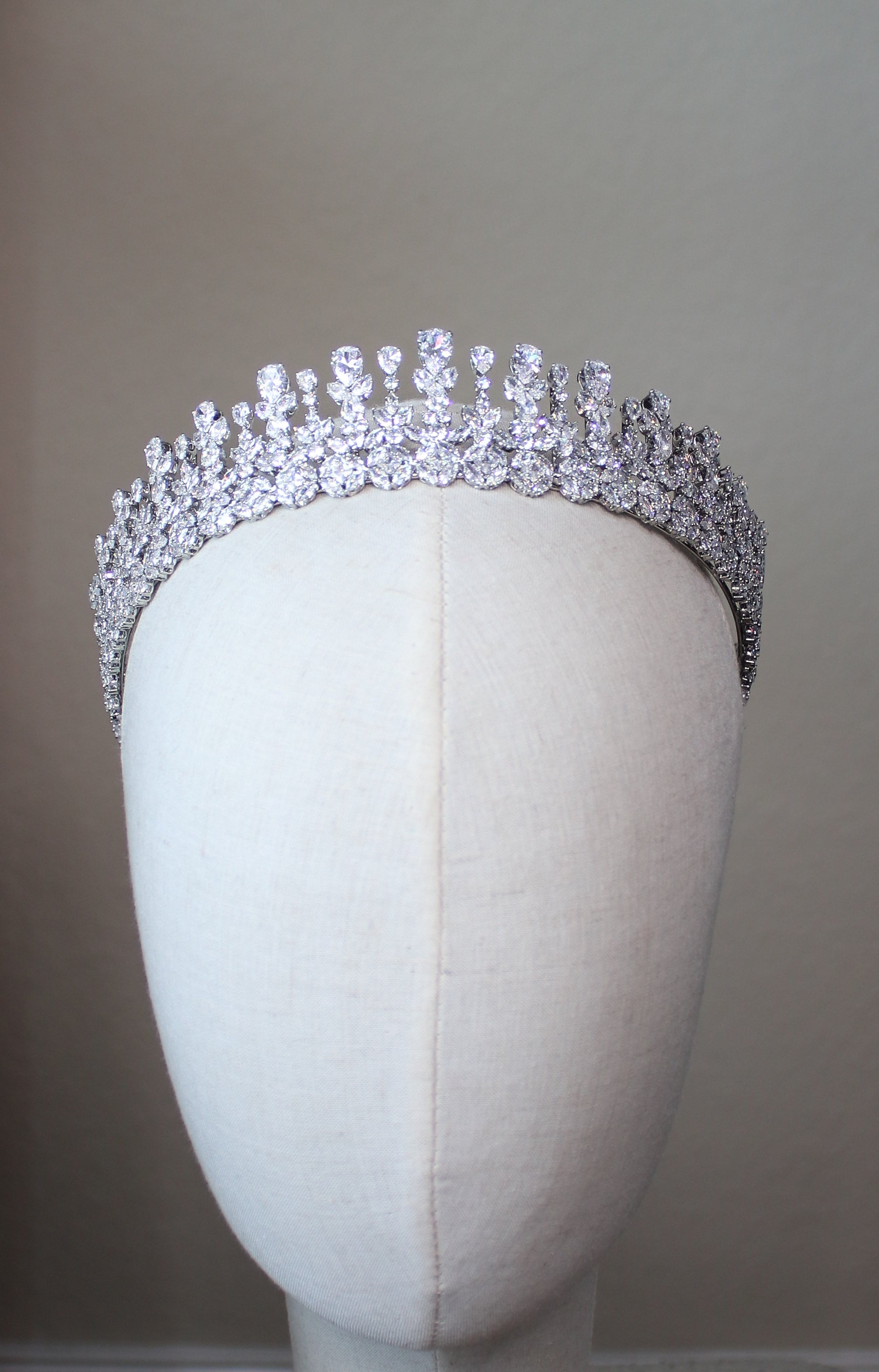 Luxury simulated diamond bridal crown by EDEN LUXE Bridal for elegant wedding day style