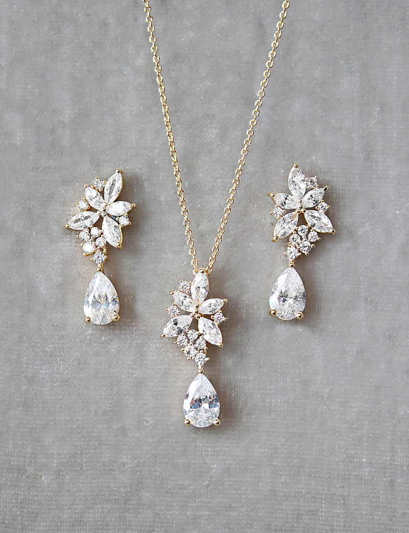 BELLA Bridal Drop Earrings and Necklace Set