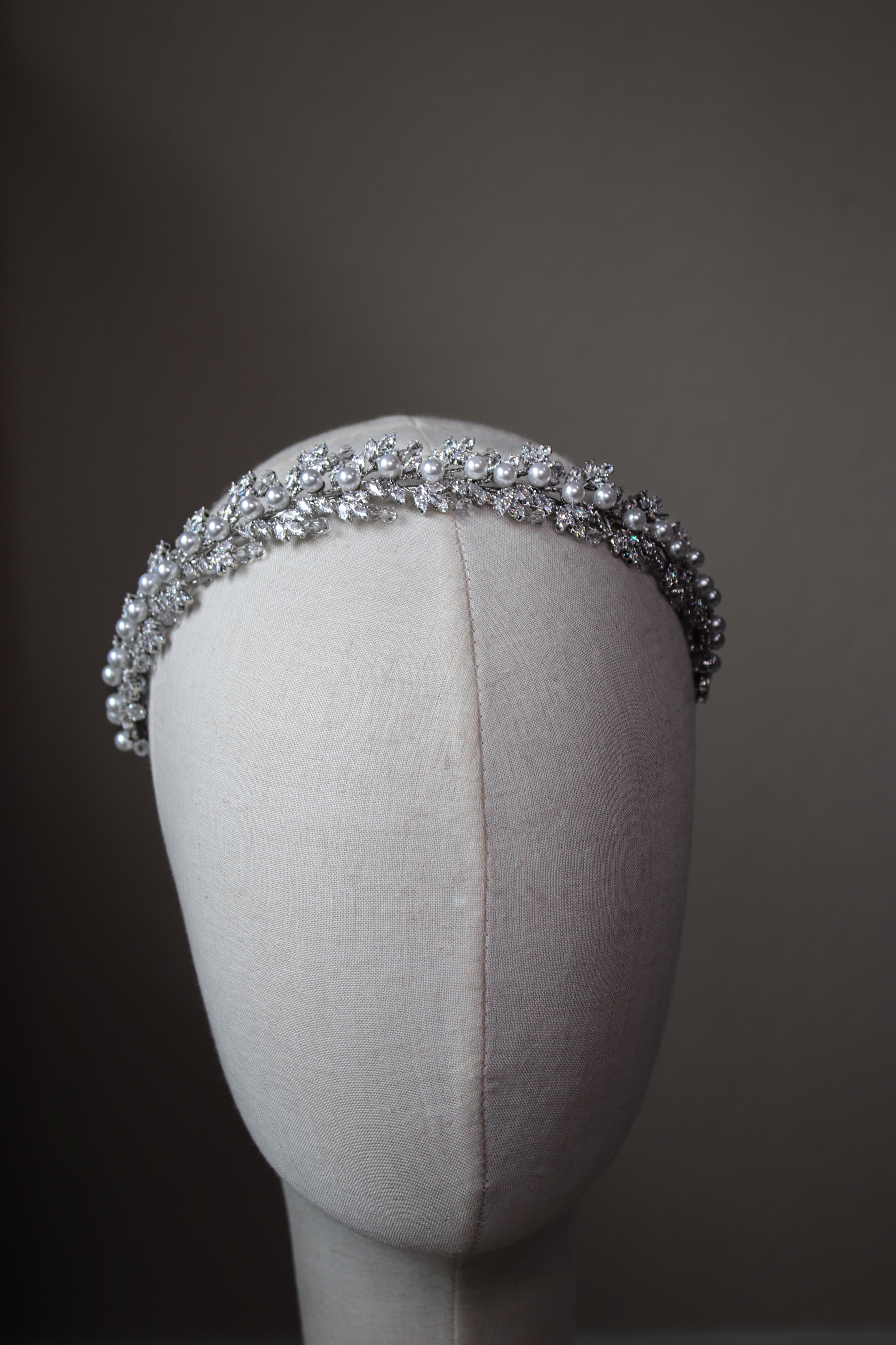 Headband Headpiece with Simulated Diamonds and Pearls for Bride | EDEN LUXE Bridal 