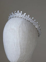 EDEN LUXE Bridal Tiaras Dalton Silver Crystal and Pearl Headpiece Tiara