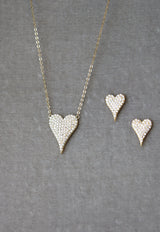 Pave Heart Necklace and Earrings in Gold  | EDEN LUXE Bridal