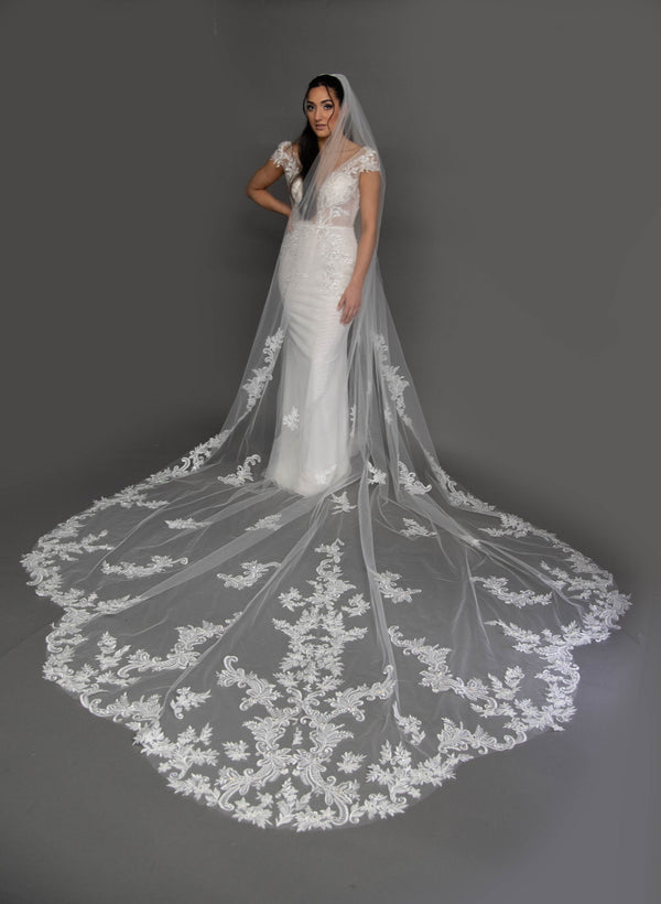 CELINE Lace Royal Cathedral Bridal Veil | EDEN LUXE Bridal