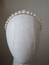 EDEN LUXE Bridal Tiaras Bettina Silver Crystal and Pearl Headpiece Tiara