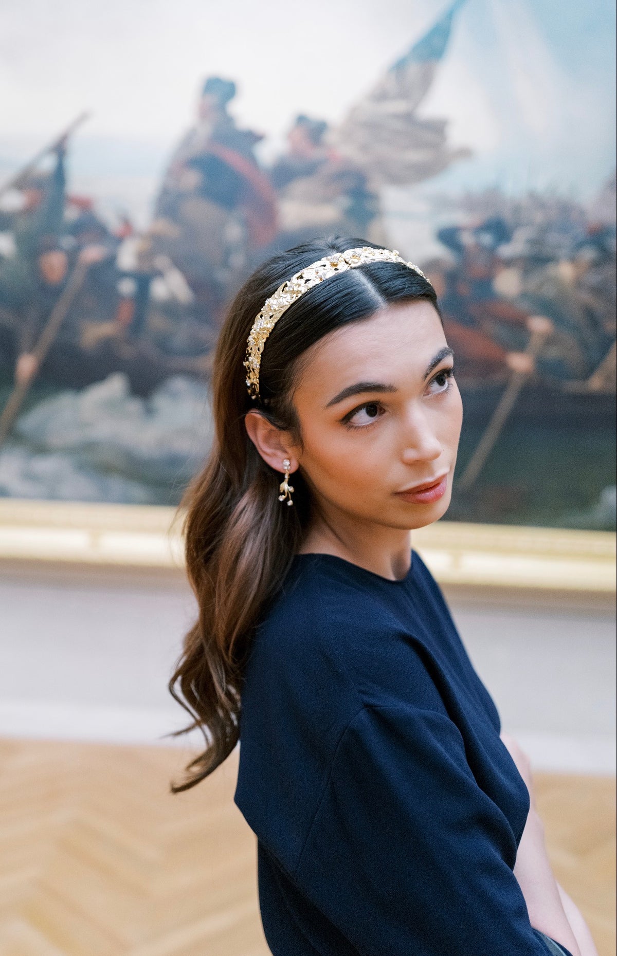SARAH Headband Everyday Tiara™ – 14k Gold Plated Floral Swarovski Crystal Headband, Sophie Kaye x EDEN LUXE Everyday