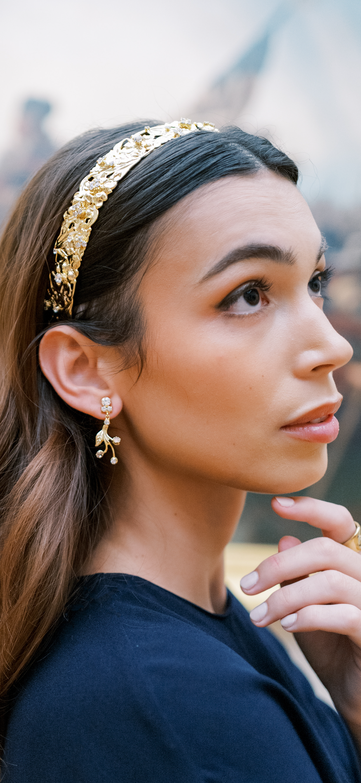 SARAH Headband Everyday Tiara™ – 14k Gold Plated Floral Swarovski Crystal Headband, Sophie Kaye x EDEN LUXE Everyday