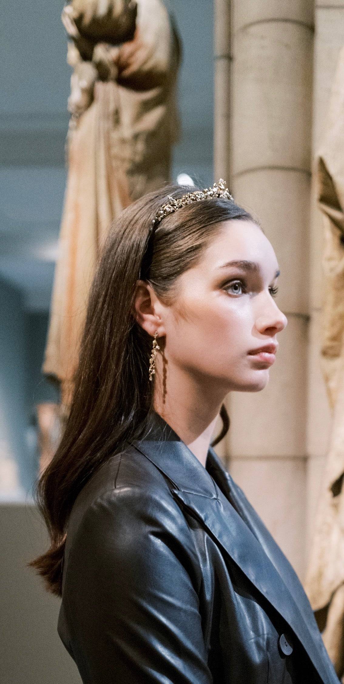 BEAUMONT Drop Earrings – 14k Gold Plated Baroque Swarovski Crystal Earrings - EDEN LUXE Everyday