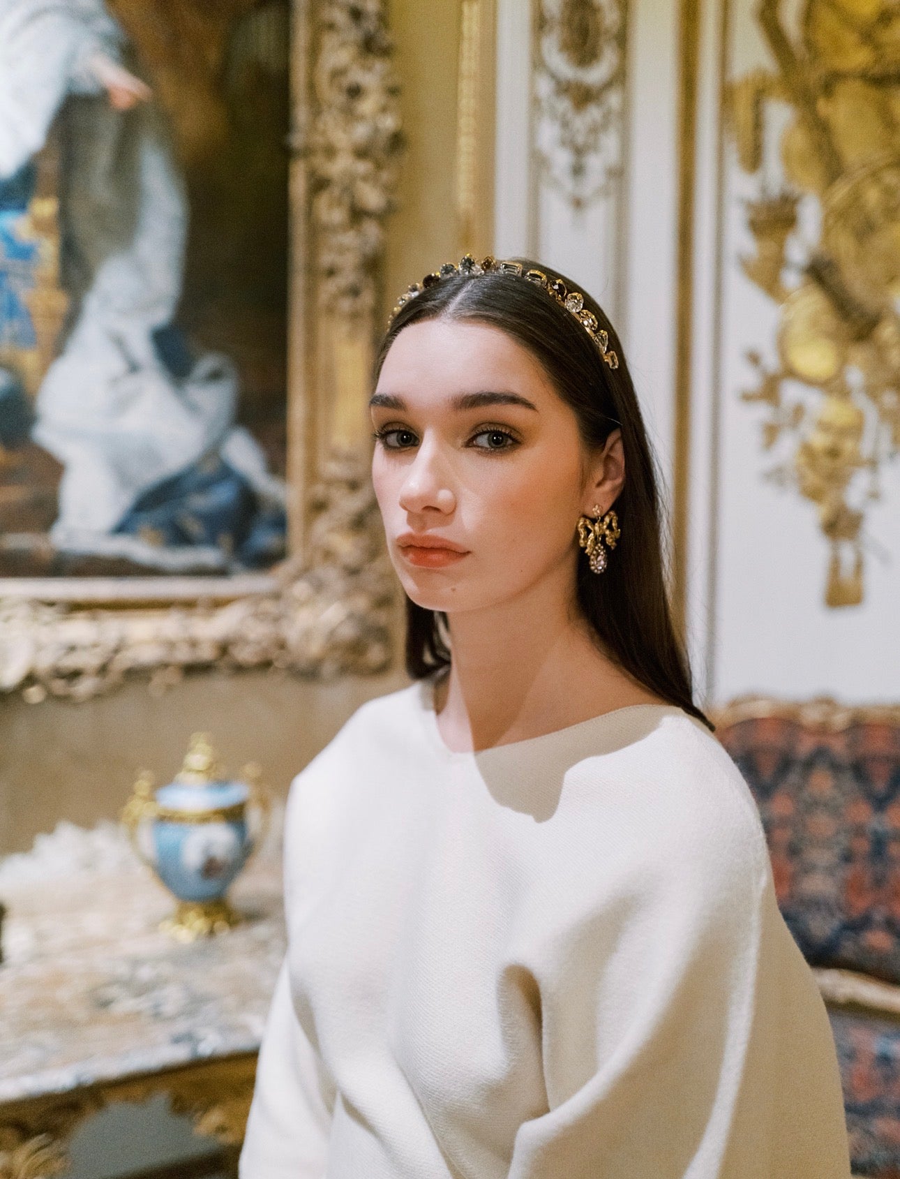 RACHEL Halo Everyday Tiara – 14k Gold Plated Swarovski Crystal Headband, Sophie Kaye x EDEN LUXE Everyday