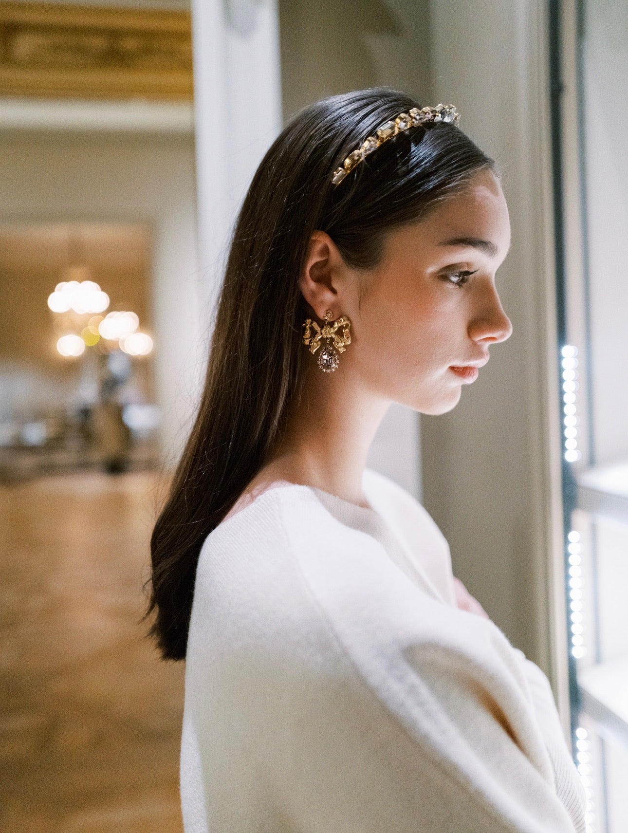 RACHEL Halo Everyday Tiara – 14k Gold Plated Swarovski Crystal Headband, Sophie Kaye x EDEN LUXE Everyday