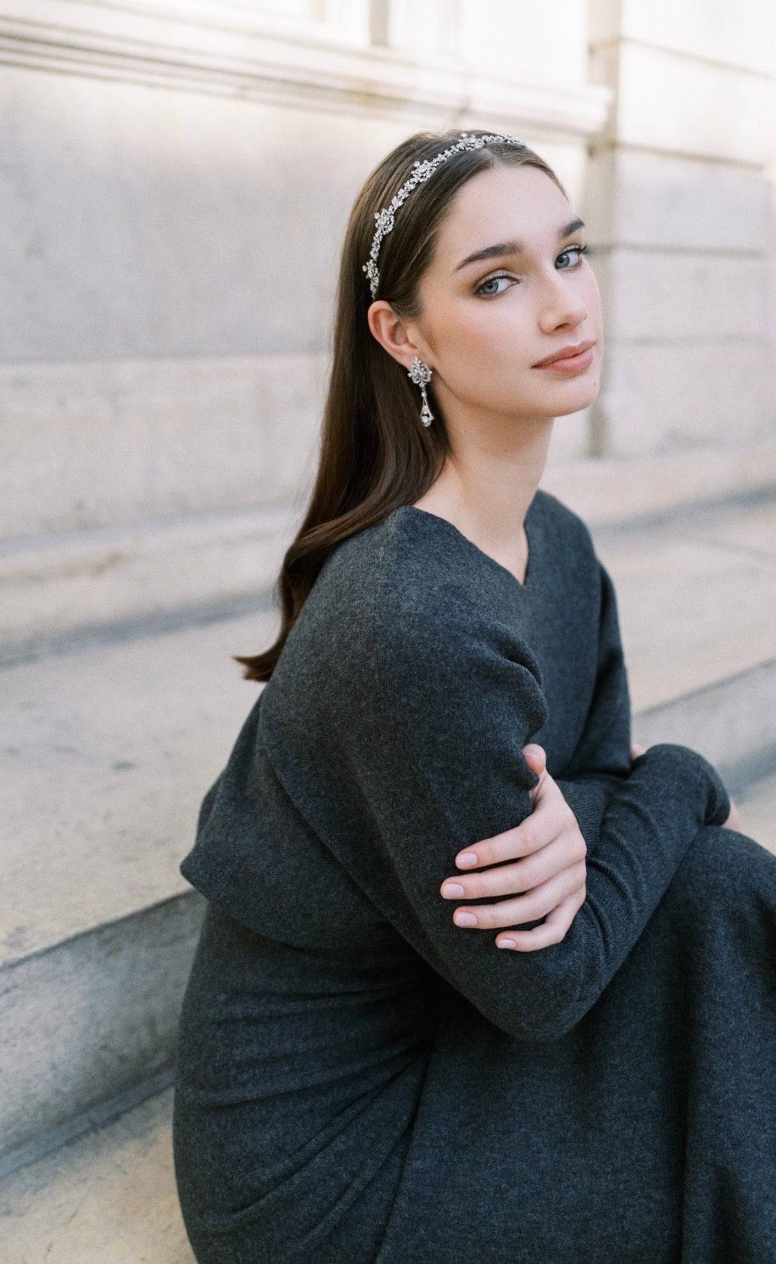 WADE Headband Everyday Tiara – Tiffany and Co. 1900's Archival Necklace Inspired - Swarovski Crystal Headband Sophie Kaye x EDEN LUXE Everyday
