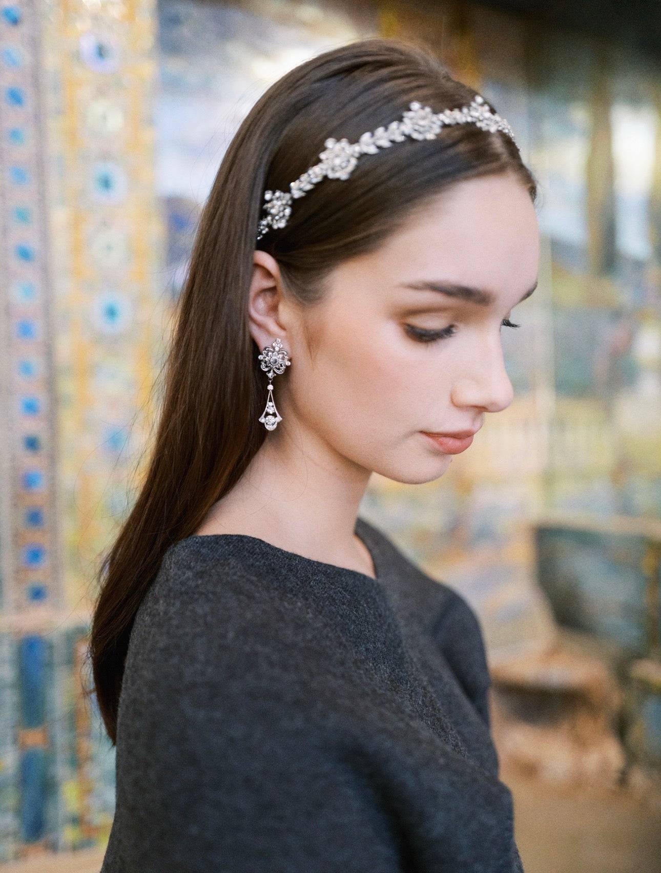 WADE Headband Everyday Tiara – Tiffany and Co. 1900's Archival Necklace Inspired - Swarovski Crystal Headband Sophie Kaye x EDEN LUXE Everyday