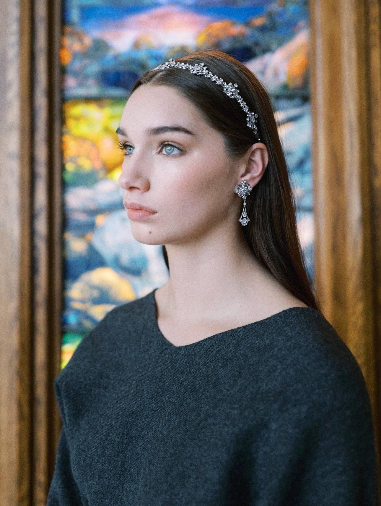 WADE Earrings  – Early 1900's Archival Necklace Inspired - Swarovski Crystal Drop Earrings Sophie Kaye x EDEN LUXE Everyday