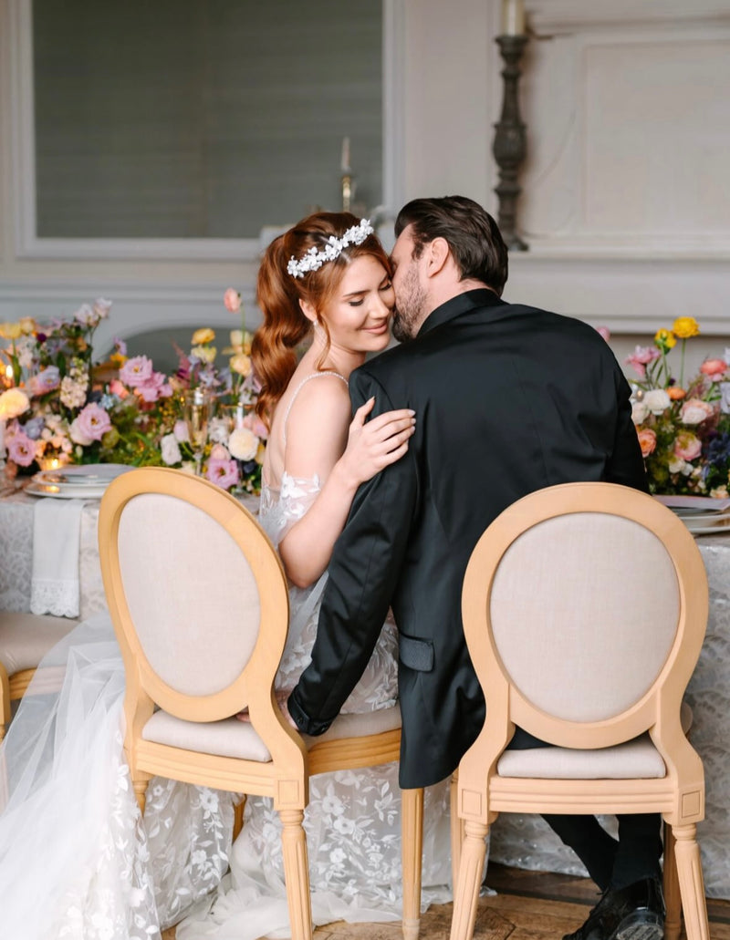 Bride wearing Floral Headband | EDEN LUXE Bridal