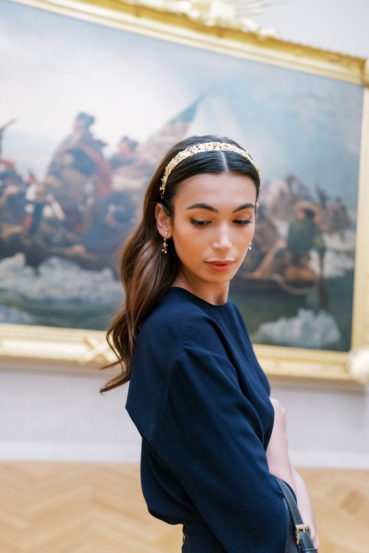 SARAH Headband Everyday Tiara™ – 14k Gold Plated Floral Swarovski Crystal Headband, Sophie Kaye x EDEN LUXE Everyday