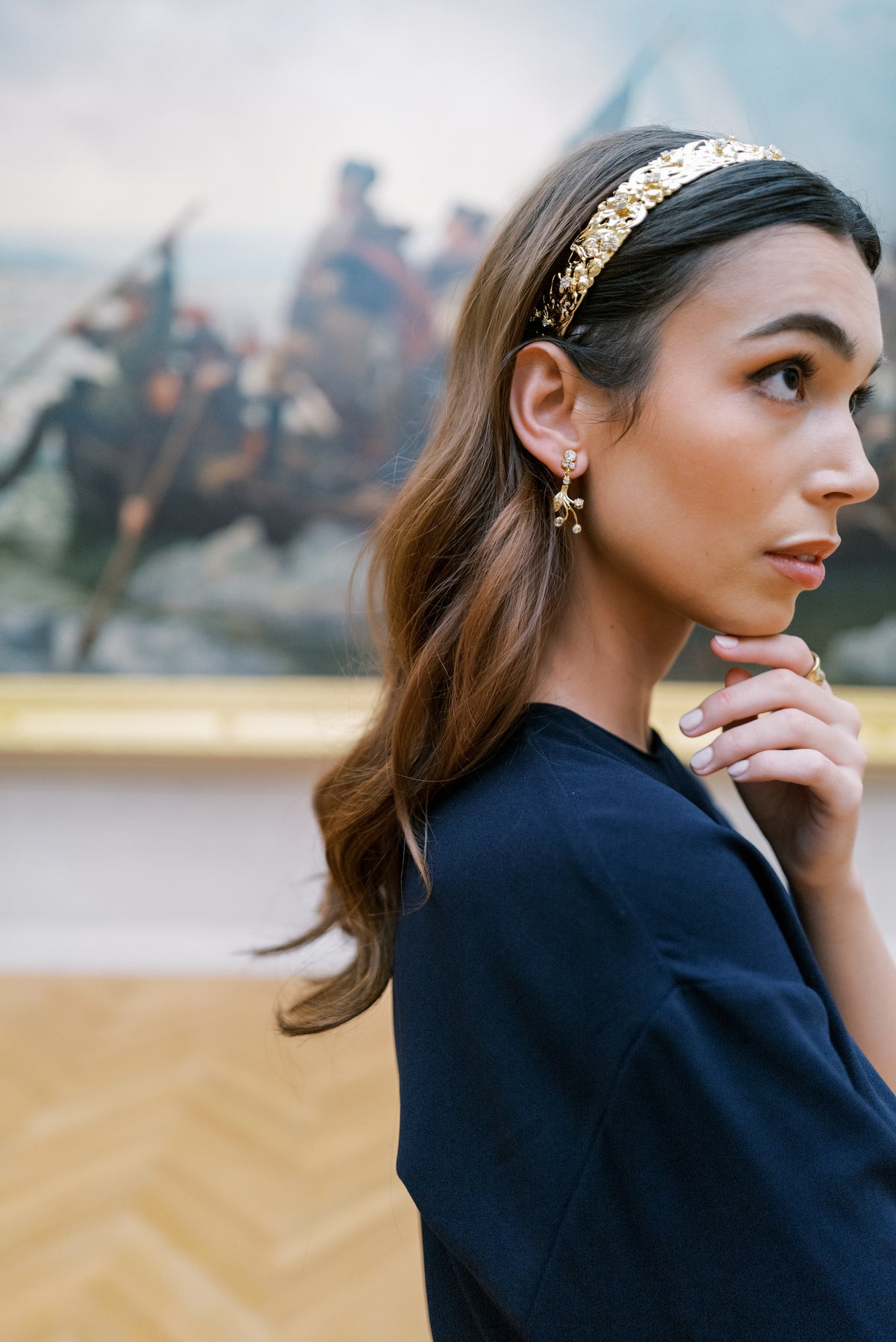 SARAH Headband Everyday Tiara™ – 14k Gold Plated Floral Swarovski Crystal Headband, Sophie Kaye x EDEN LUXE Everyday