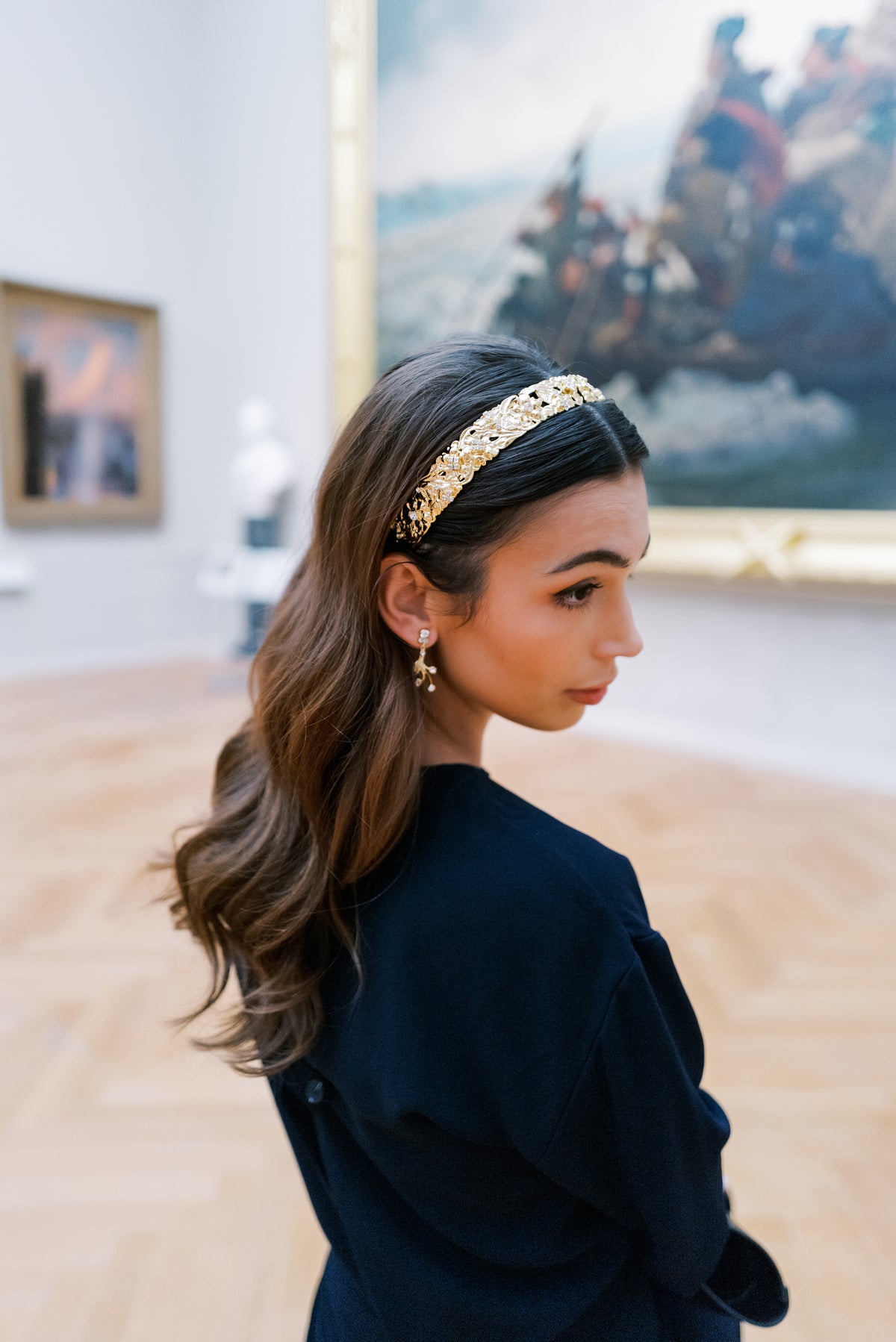 SARAH Headband Everyday Tiara™ – 14k Gold Plated Floral Swarovski Crystal Headband, Sophie Kaye x EDEN LUXE Everyday