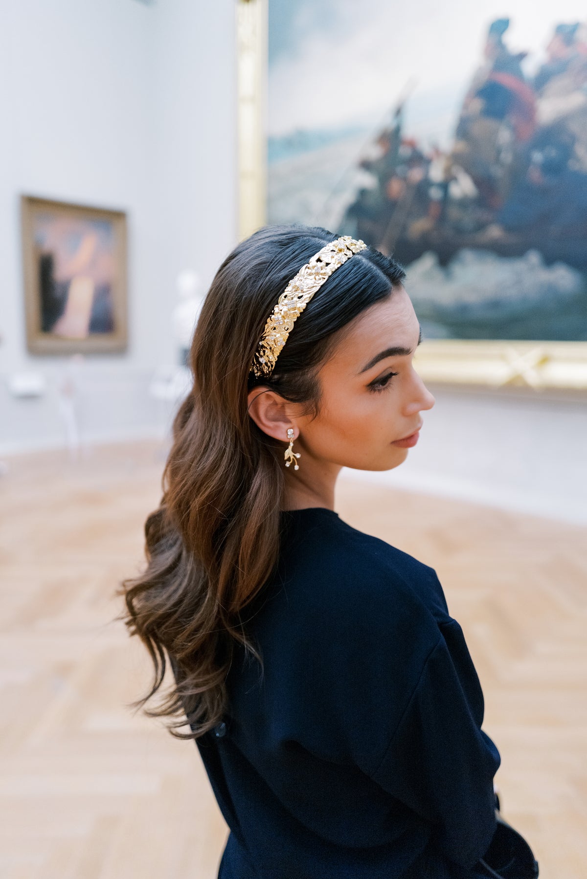 SARAH Headband Everyday Tiara™ – 14k Gold Plated Floral Swarovski Crystal Headband, Sophie Kaye x EDEN LUXE Everyday